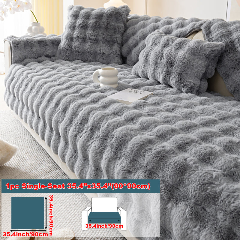 1pc imitation rabbit fur sofa cushion, winter thick sofa cover