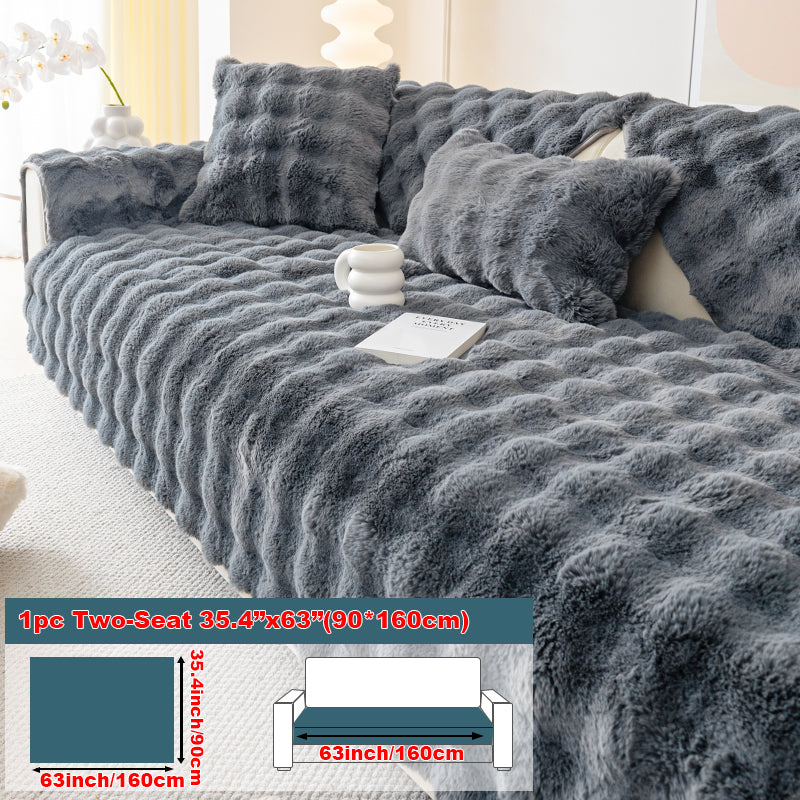 1pc imitation rabbit fur sofa cushion, winter thick sofa cover