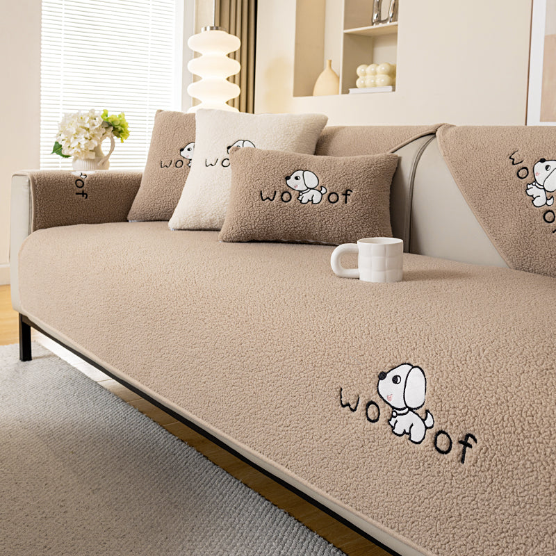 1pc dog pattern sofa cushion, simple and modern in winter, decorative sofa cover for living room and bedroom