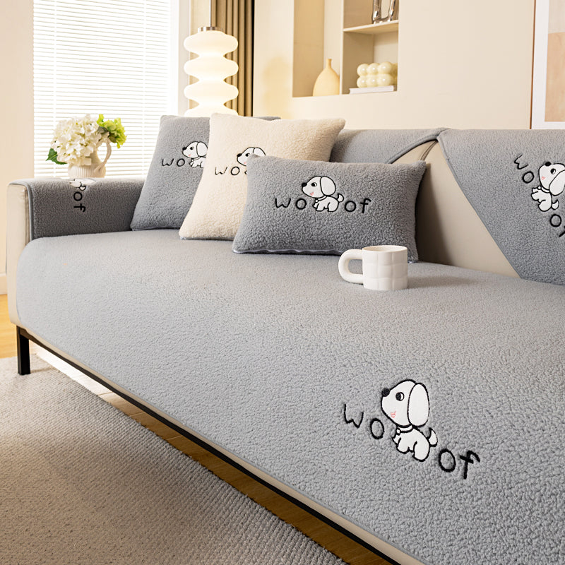 1pc dog pattern sofa cushion, simple and modern in winter, decorative sofa cover for living room and bedroom