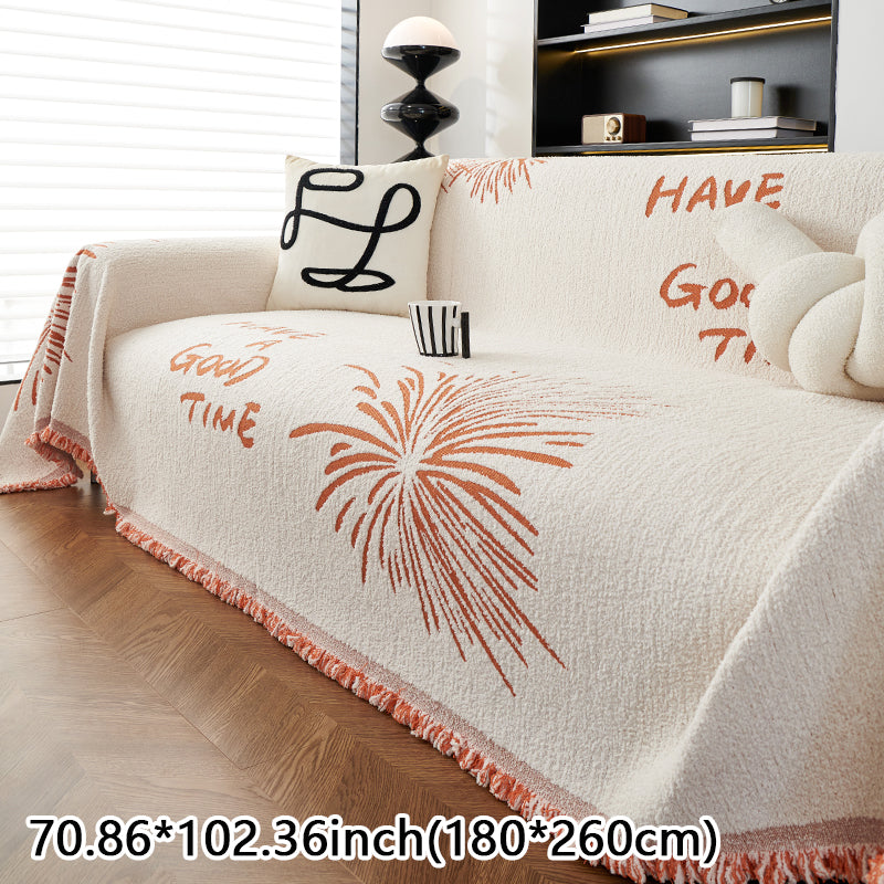 1pc Snowy Fireworks Pattern Sofa Cover Towel for All Seasons, Anti Cat Scratch Sofa Cover Cloth