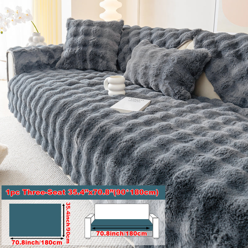 1pc imitation rabbit fur sofa cushion, winter thick sofa cover