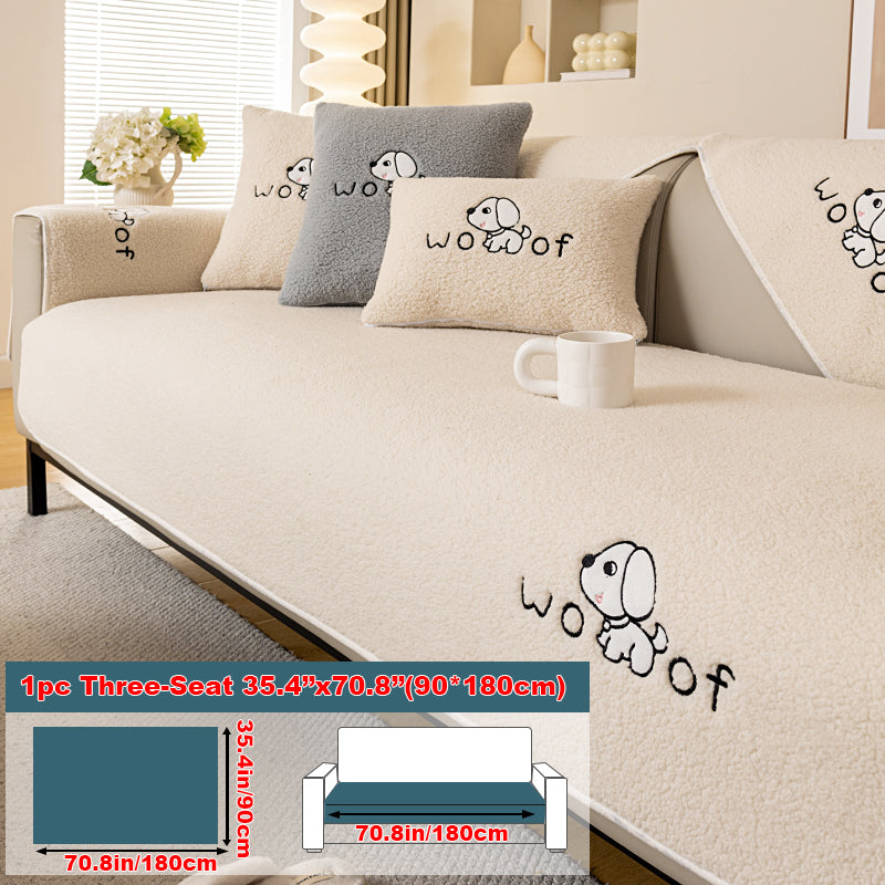 1pc dog pattern sofa cushion, simple and modern in winter, decorative sofa cover for living room and bedroom