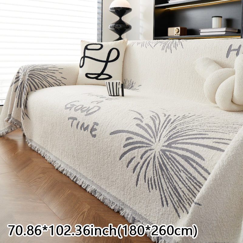 1pc Snowy Fireworks Pattern Sofa Cover Towel for All Seasons, Anti Cat Scratch Sofa Cover Cloth