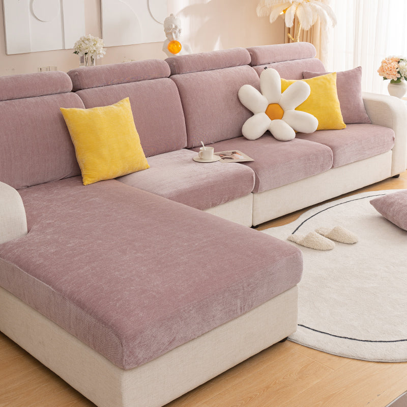 1pc solid color Chenier sofa hat suitable for all seasons, decorative sofa cover for living room and bedroom