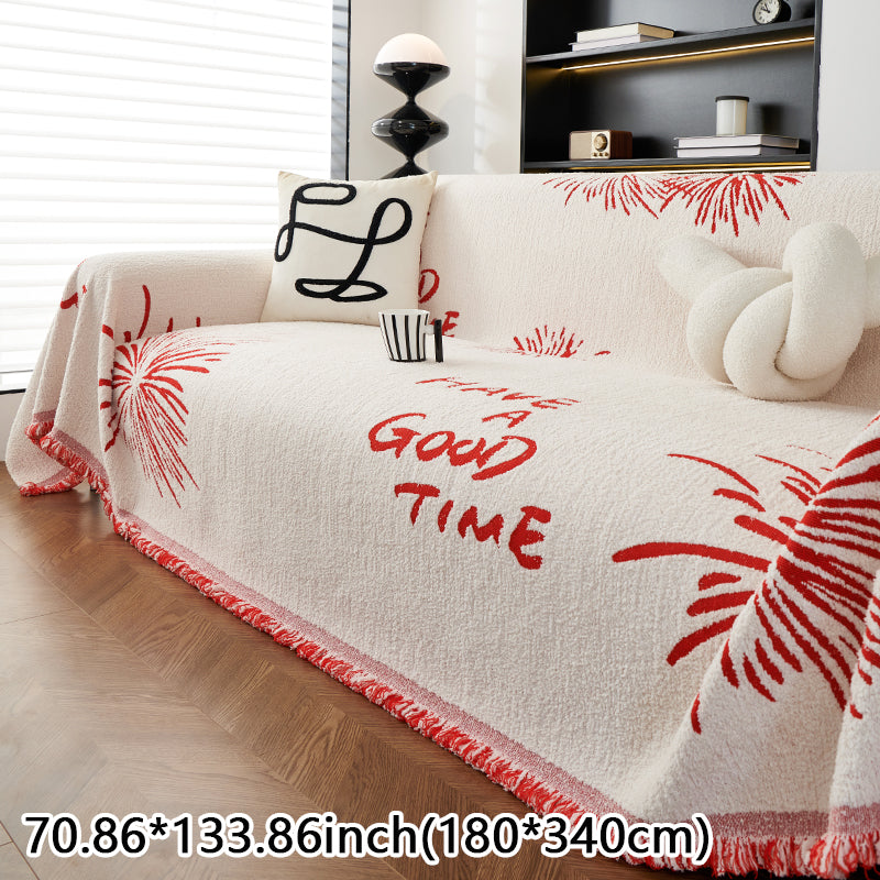 1pc Snowy Fireworks Pattern Sofa Cover Towel for All Seasons, Anti Cat Scratch Sofa Cover Cloth