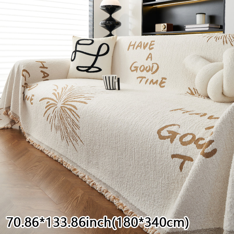 1pc Snowy Fireworks Pattern Sofa Cover Towel for All Seasons, Anti Cat Scratch Sofa Cover Cloth