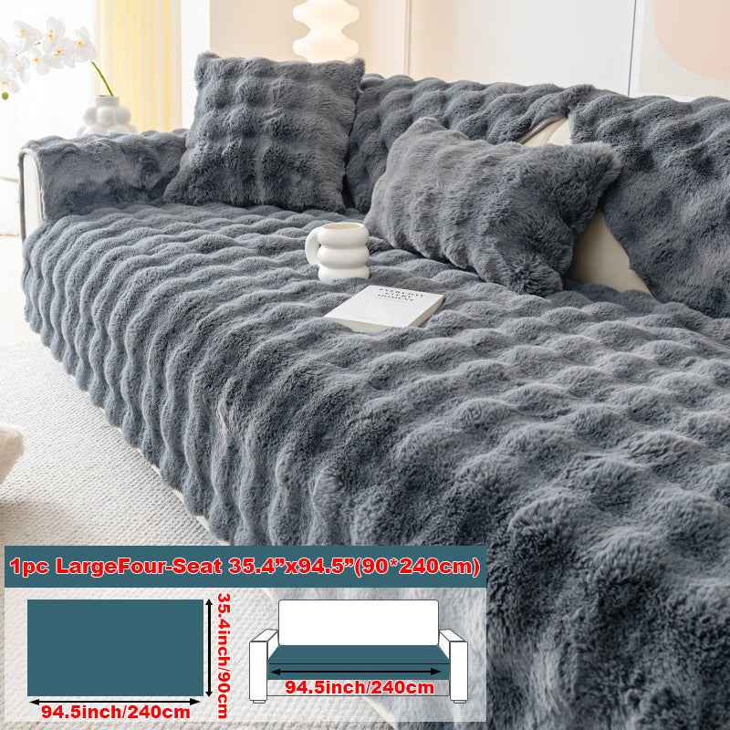 1pc imitation rabbit fur sofa cushion, winter thick sofa cover