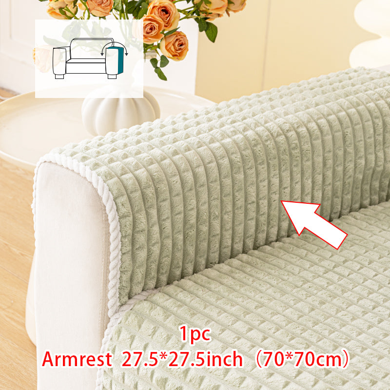 1pc checkered pattern sofa cushion suitable for all seasons and winter, anti slip sofa cover