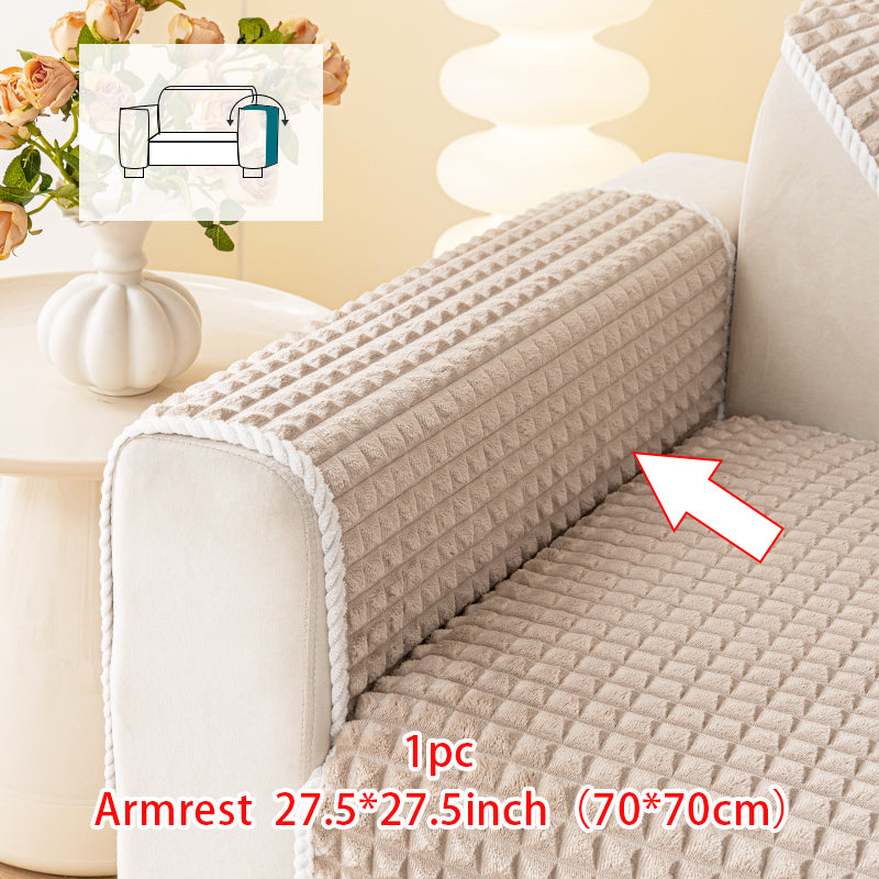 1pc checkered pattern sofa cushion suitable for all seasons and winter, anti slip sofa cover