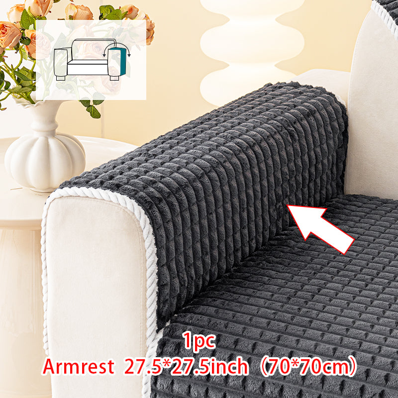 1pc checkered pattern sofa cushion suitable for all seasons and winter, anti slip sofa cover