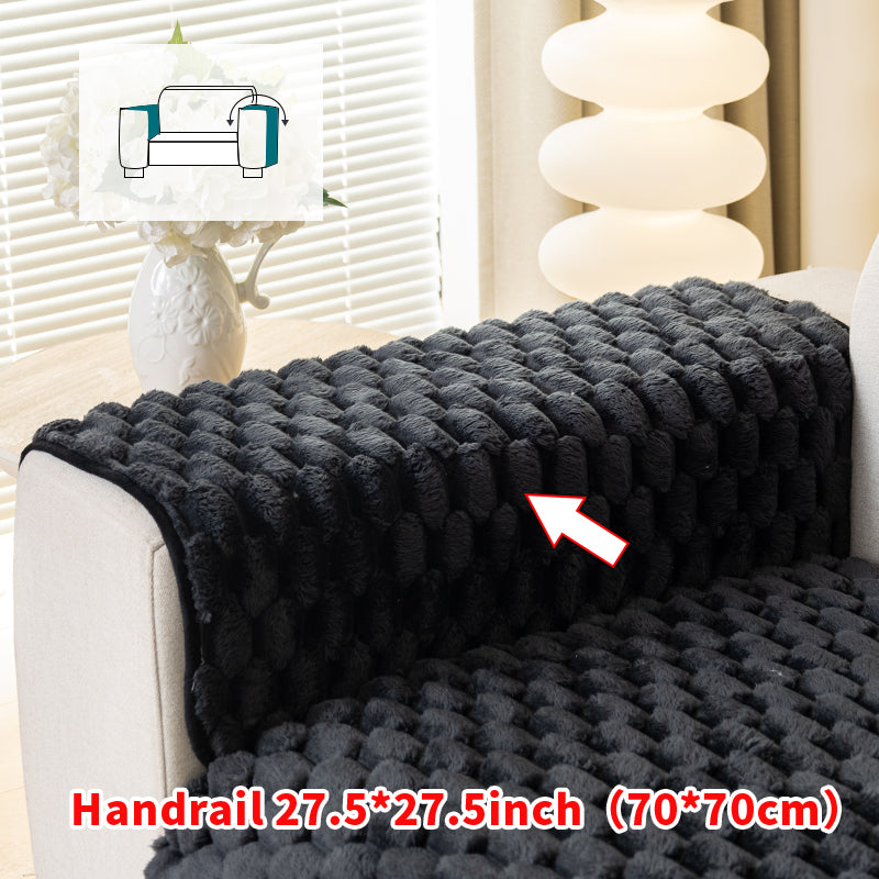 1pc honeycomb grid winter plush sofa cushion, simple and modern, sofa cover