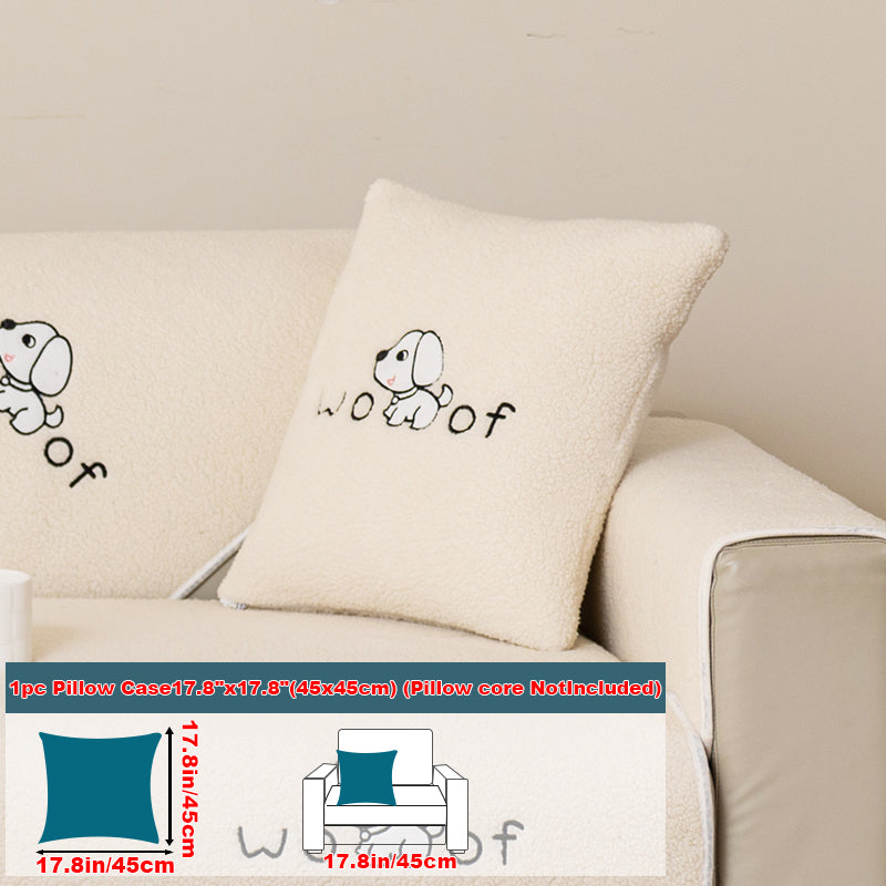 1pc dog pattern sofa cushion, simple and modern in winter, decorative sofa cover for living room and bedroom