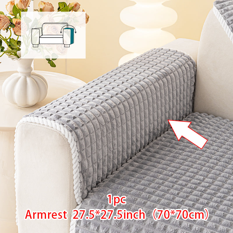 1pc checkered pattern sofa cushion suitable for all seasons and winter, anti slip sofa cover