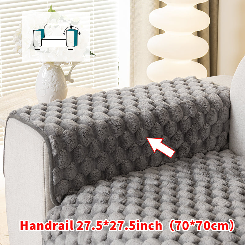 1pc honeycomb grid winter plush sofa cushion, simple and modern, sofa cover