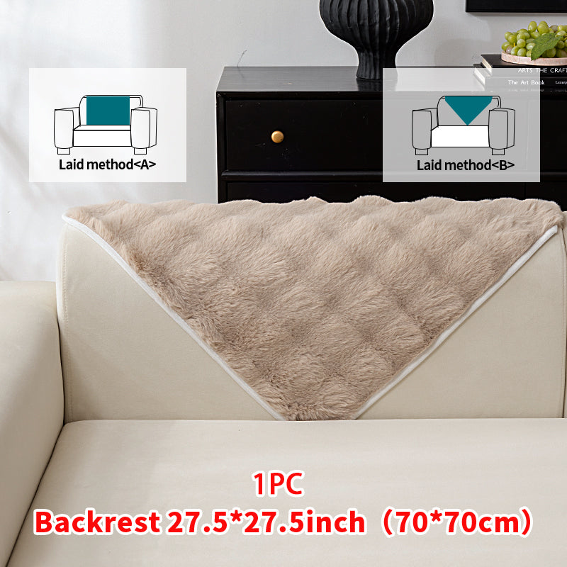 1pc imitation rabbit fur sofa cushion, winter thick sofa cover