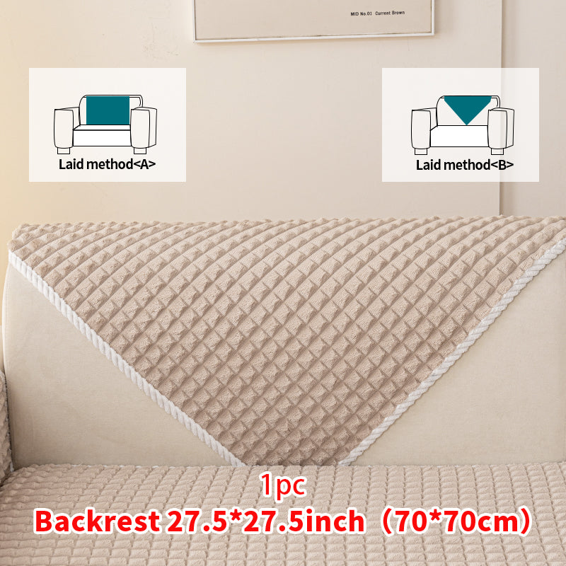 1pc checkered pattern sofa cushion suitable for all seasons and winter, anti slip sofa cover