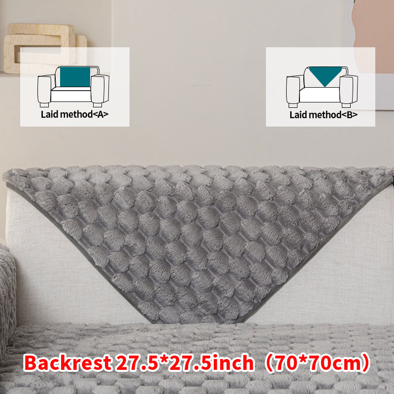 1pc honeycomb grid winter plush sofa cushion, simple and modern, sofa cover