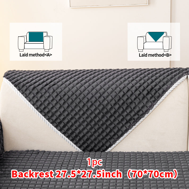 1pc checkered pattern sofa cushion suitable for all seasons and winter, anti slip sofa cover