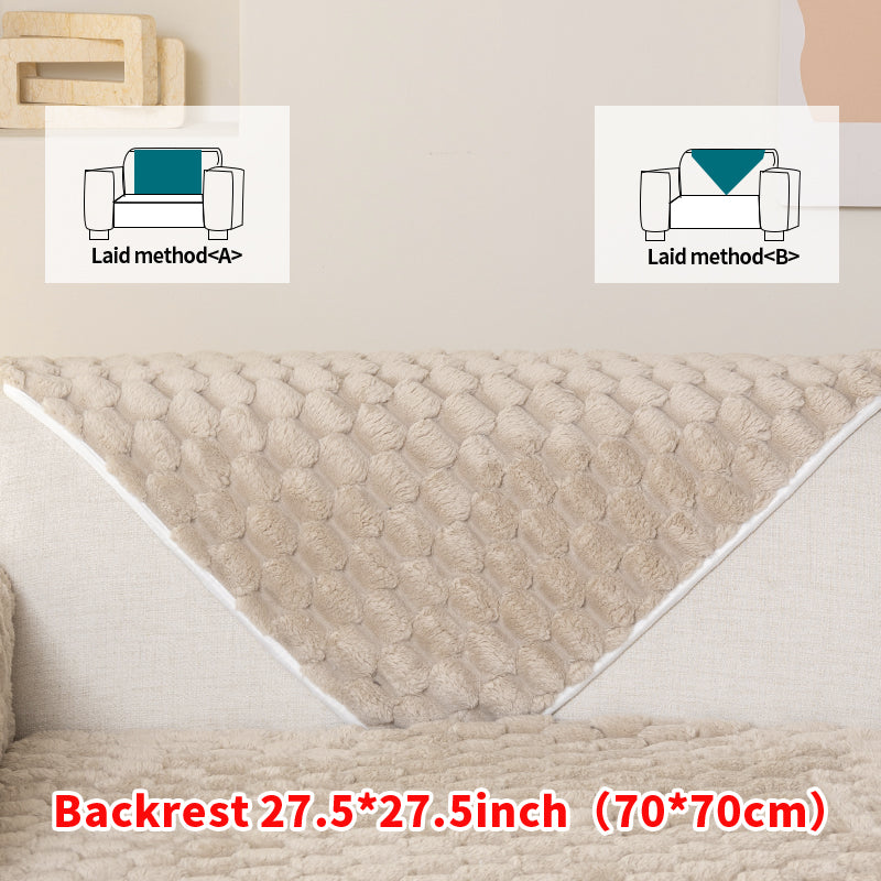 1pc honeycomb grid winter plush sofa cushion, simple and modern, sofa cover