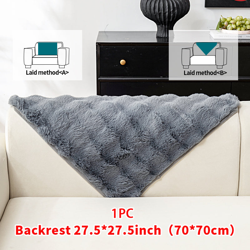 1pc imitation rabbit fur sofa cushion, winter thick sofa cover