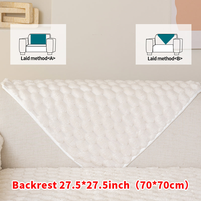 1pc honeycomb grid winter plush sofa cushion, simple and modern, sofa cover