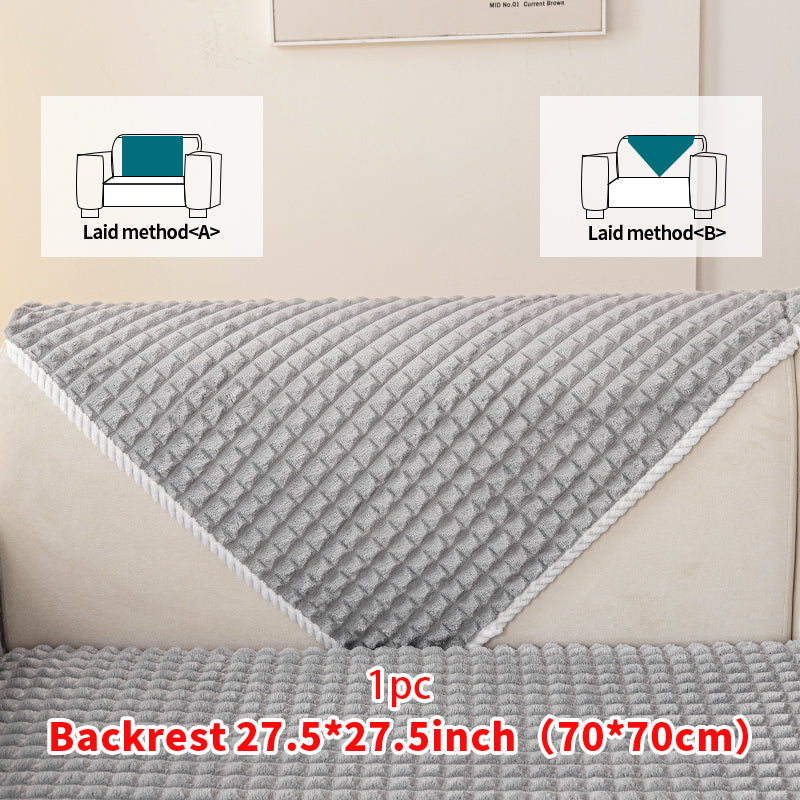 1pc checkered pattern sofa cushion suitable for all seasons and winter, anti slip sofa cover