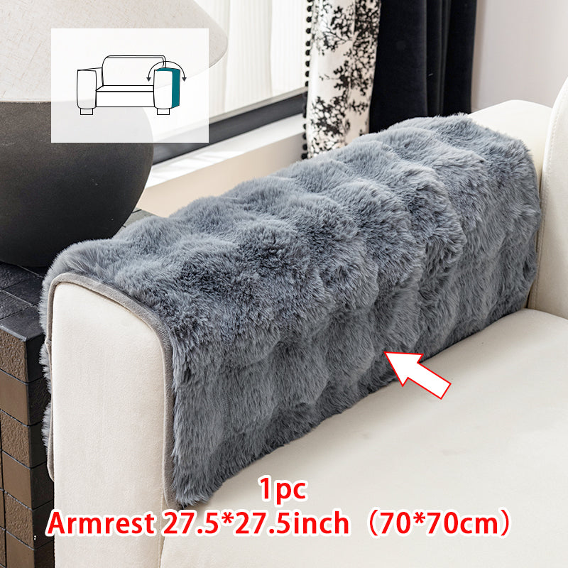 1pc imitation rabbit fur sofa cushion, winter thick sofa cover