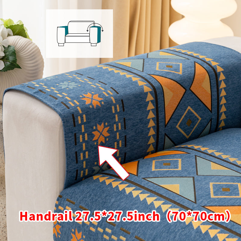 1pc Bohemian Snowy Neil Sofa Mat for All Seasons, Non slip Sofa Cover