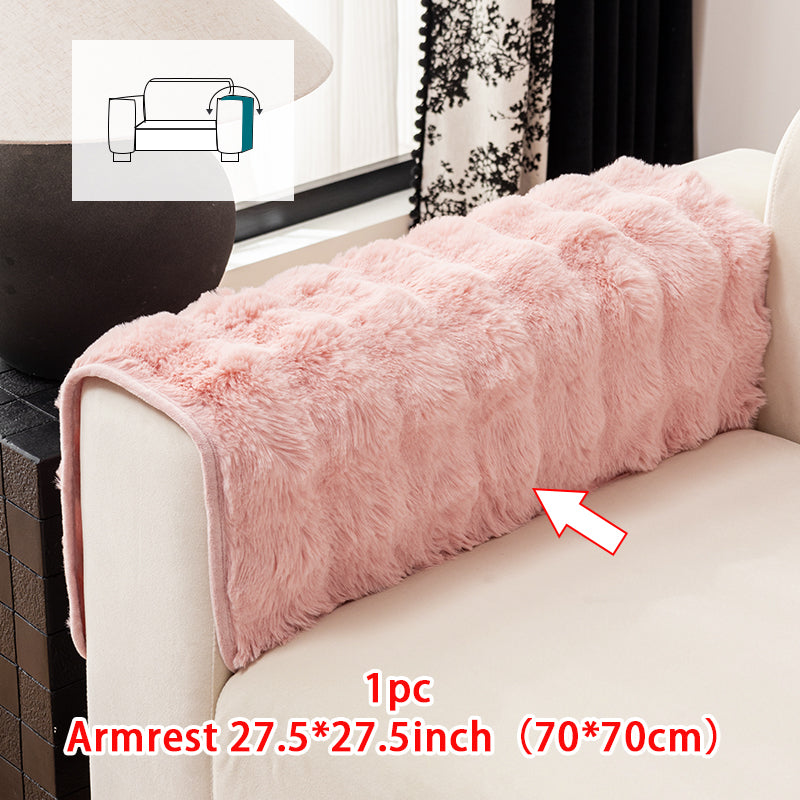 1pc imitation rabbit fur sofa cushion, winter thick sofa cover