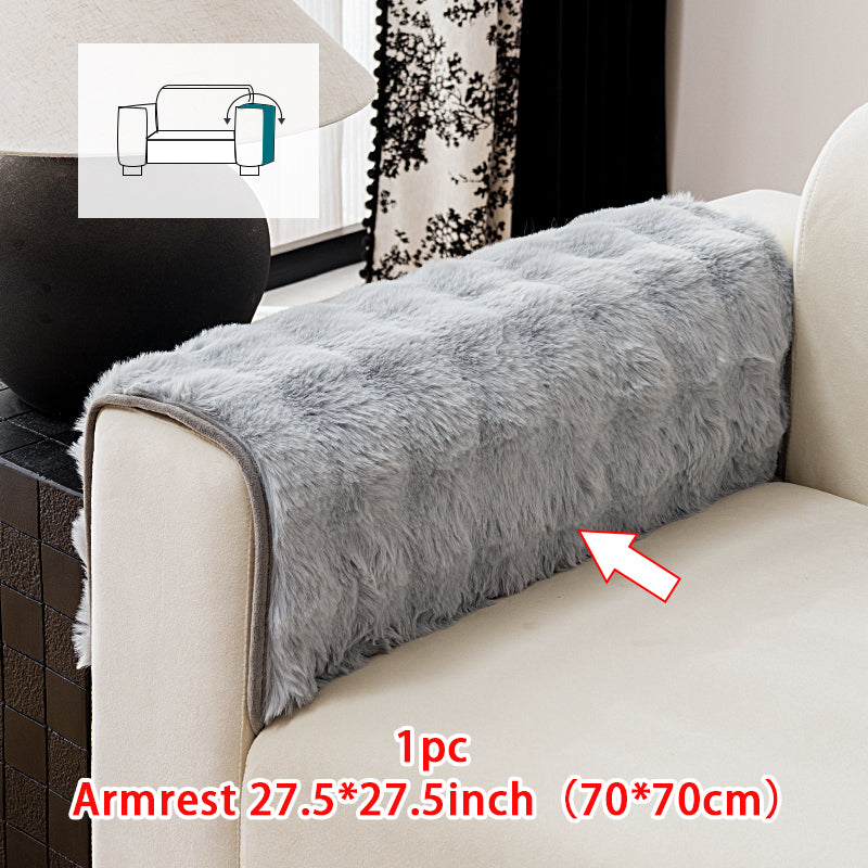 1pc imitation rabbit fur sofa cushion, winter thick sofa cover