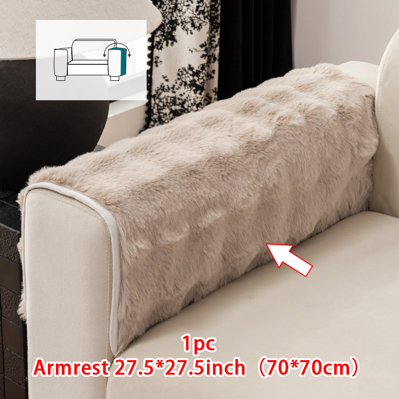 1pc imitation rabbit fur sofa cushion, winter thick sofa cover