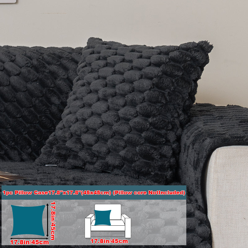 1pc honeycomb grid winter plush sofa cushion, simple and modern, sofa cover