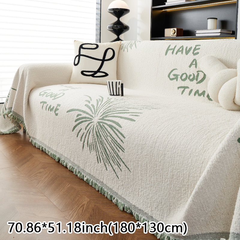 1pc Snowy Fireworks Pattern Sofa Cover Towel for All Seasons, Anti Cat Scratch Sofa Cover Cloth