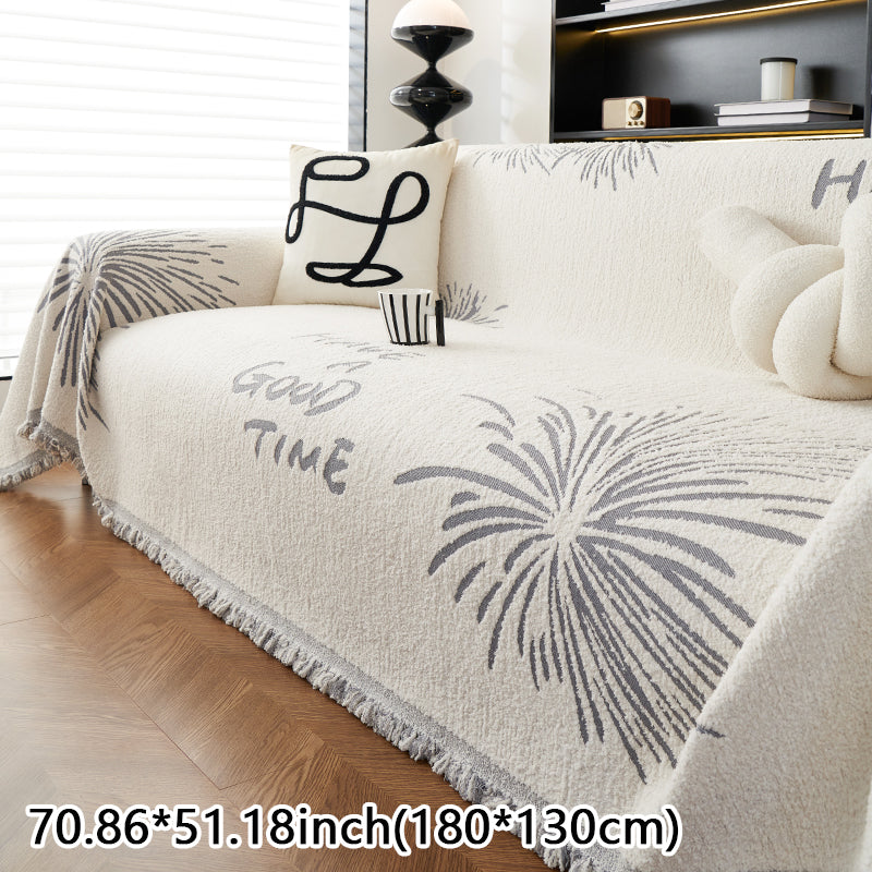 1pc Snowy Fireworks Pattern Sofa Cover Towel for All Seasons, Anti Cat Scratch Sofa Cover Cloth