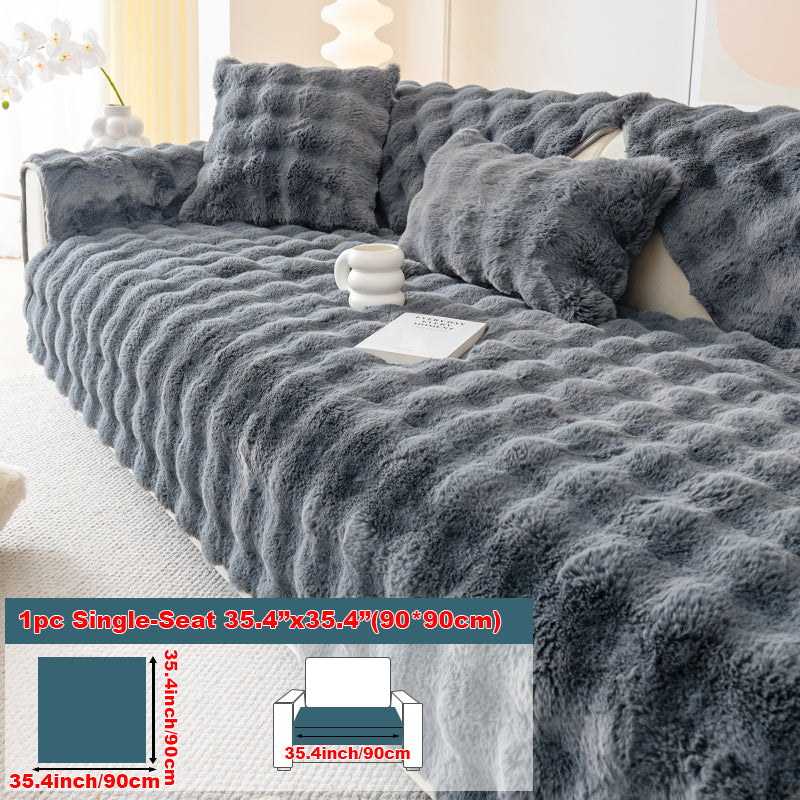 1pc imitation rabbit fur sofa cushion, winter thick sofa cover