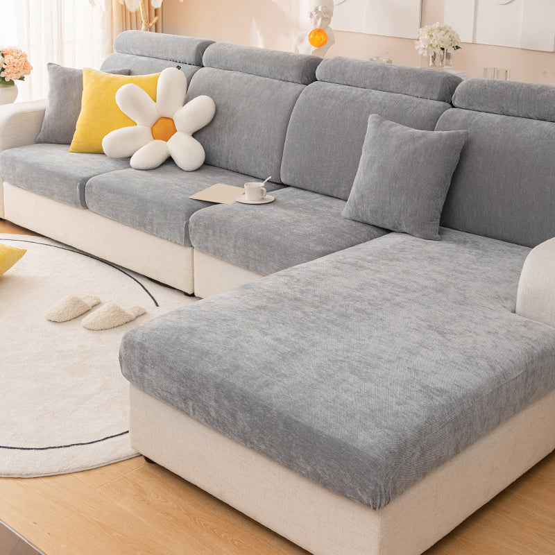 1pc solid color Chenier sofa hat suitable for all seasons, decorative sofa cover for living room and bedroom