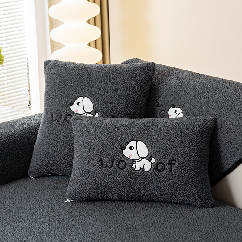 1pc dog pattern sofa cushion, simple and modern in winter, decorative sofa cover for living room and bedroom