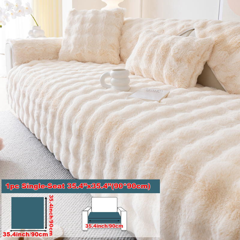 1pc imitation rabbit fur sofa cushion, winter thick sofa cover