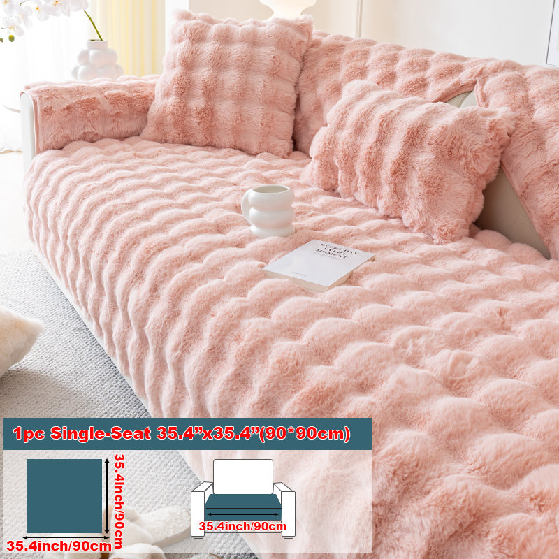 1pc imitation rabbit fur sofa cushion, winter thick sofa cover