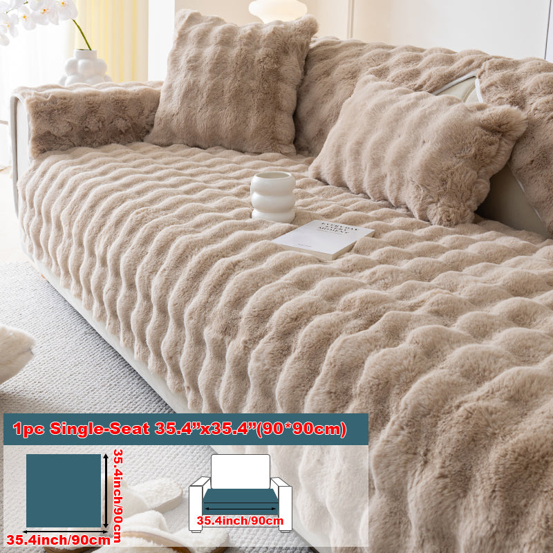 1pc imitation rabbit fur sofa cushion, winter thick sofa cover